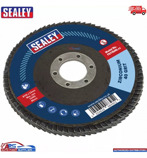 Sealey FD11540 115mm Zirconium Flap Disc 40Grit 22mm Bore - High Performance